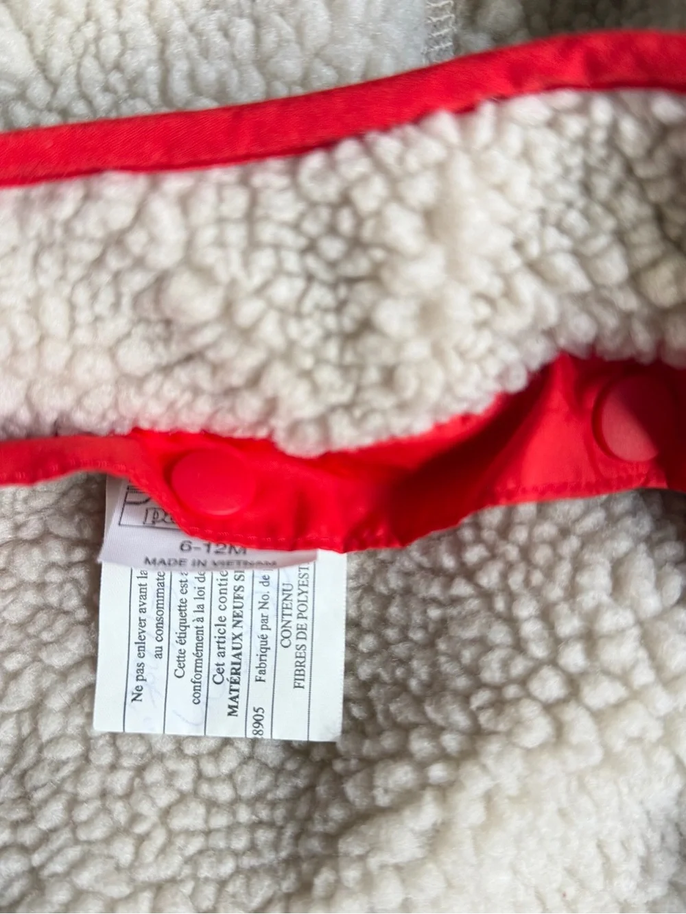 Patagonia Kids Navy Jacket with Red Trim and Cream Sherpa Lining